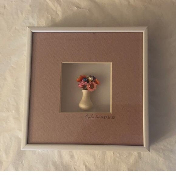 Carlos Silva Centuries Clayworks Art - Flower Vase in Shadowbox - Signed - Picture 2 of 11